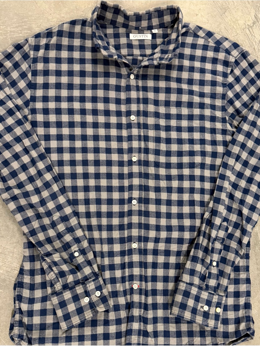GUSTIN #908 Brushed Herringbone Gingham - Titanium Navy - XL